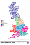 英国のバンドがどの地域出身なのかをクールに描いたアート地図「Music Map of Great British Bands」が話題に