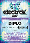 ＜electrox 2017＞開催決定、Diplo、Clean Bandit、Krewella出演決定
