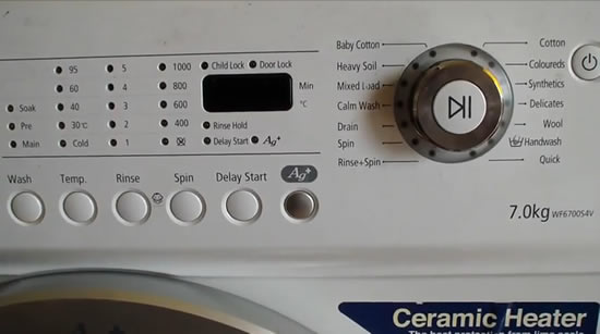 Star Wars theme settings on washing machine