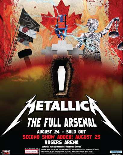 METALLICA's August 24 and August 25 concerts at Rogers Arena in Vancouver, British Columbia, Canada