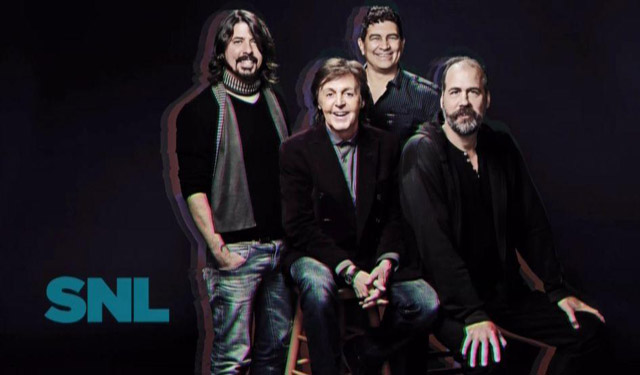 Paul McCartney with Dave Grohl, Pat Smear and Krist Novoselic