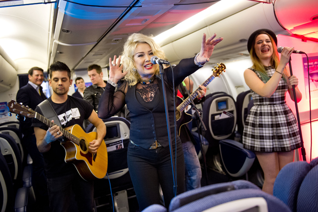 Tony Hadley and Kim Wilde perform gig at 43,000 feet for Comic Relief