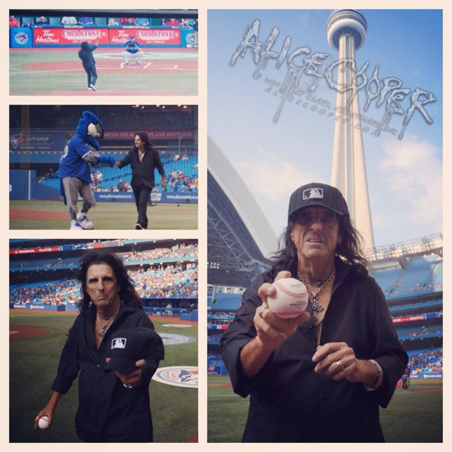 Alice Cooper throws out first pitch at Toronto Blue Jays game
