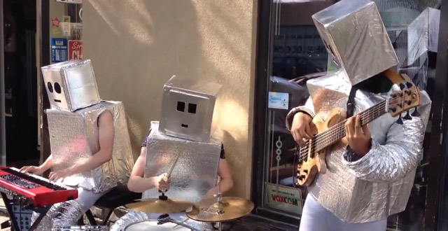 Robot Street Musicians Performing Daft Punk