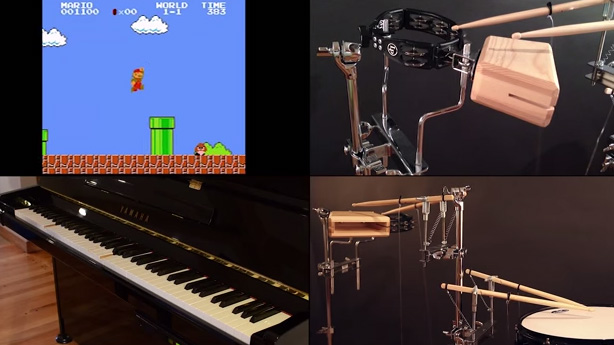 Nintendo audio played by player piano and robotic percussion