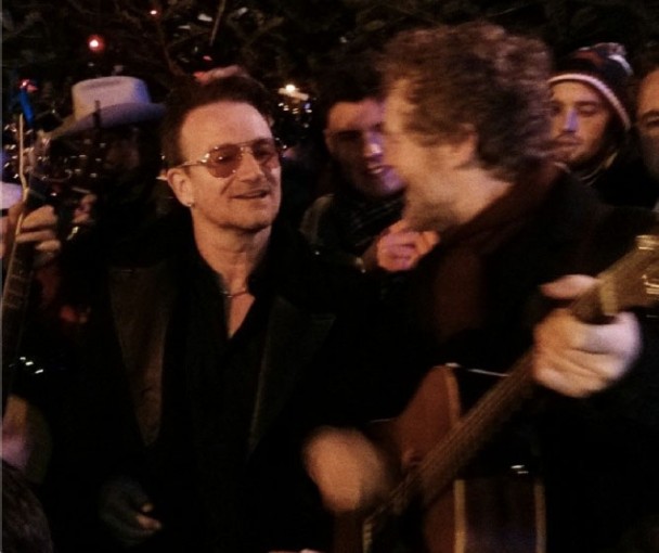 Bono & Glen Hansard Sing Christmas Songs On The Streets Of Dublin