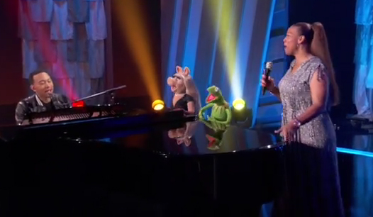 John Legend, Kermit the Frog, Miss Piggy, and Queen Latifah