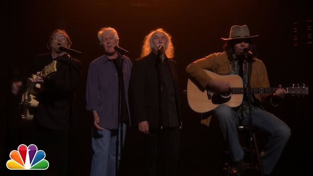Jimmy Fallon (as Neil Young) with Crosby, Stills & Nash