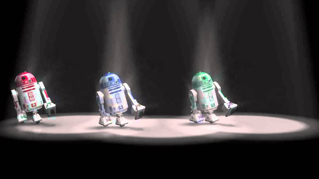 R2D2 dances to songs by Michael Jackson