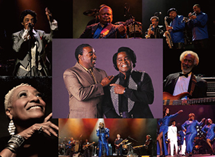 The Original James Brown Band featuring RJ and Martha High, Danny Ray, Fred Thomas, Tony Cook, The Bitter Sweets etc.