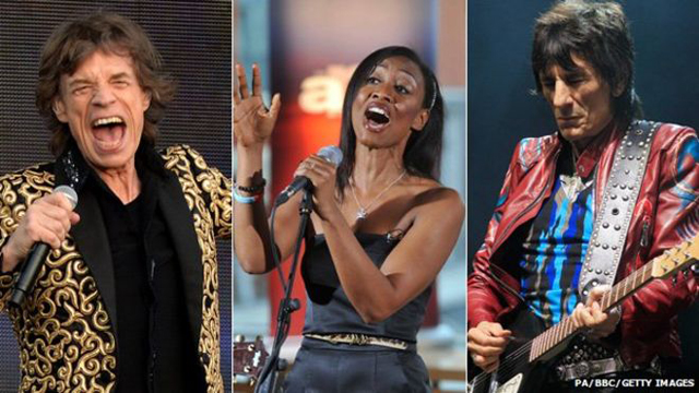 Mick Jagger, Ronnie Wood, Beverley Knight