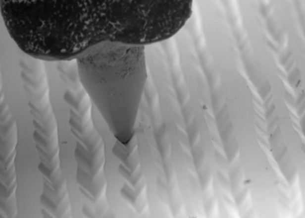 Electron microscope slow-motion video of vinyl LP