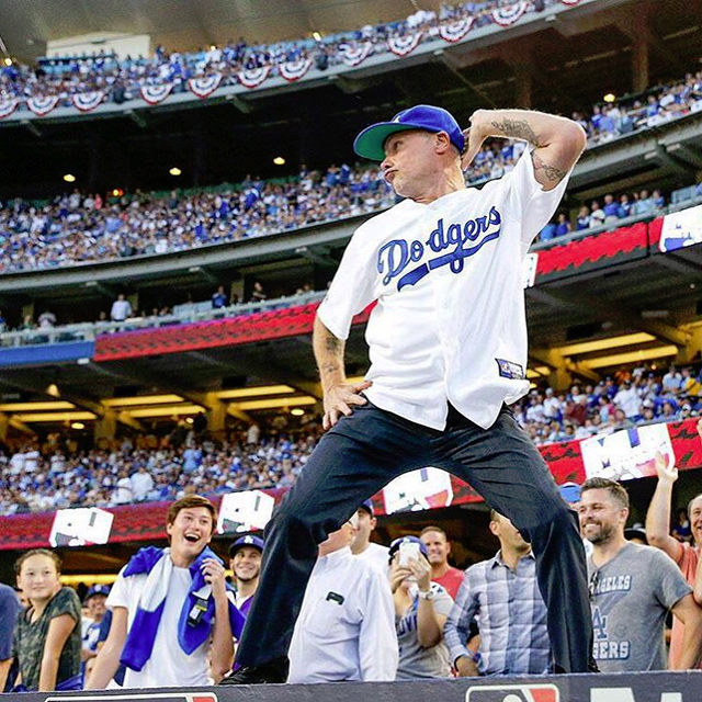 Flea Dances On Dugout At Dodgers Game
