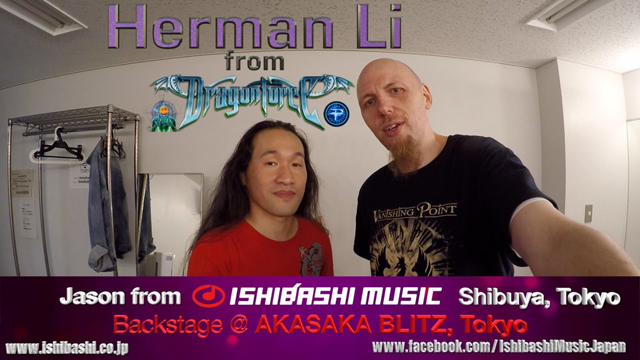 Herman Li signs 2 Ibanez Guitars for Ishibashi Music
