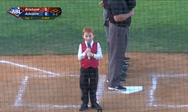 Kid battles through hiccups; performs AMAZING anthem