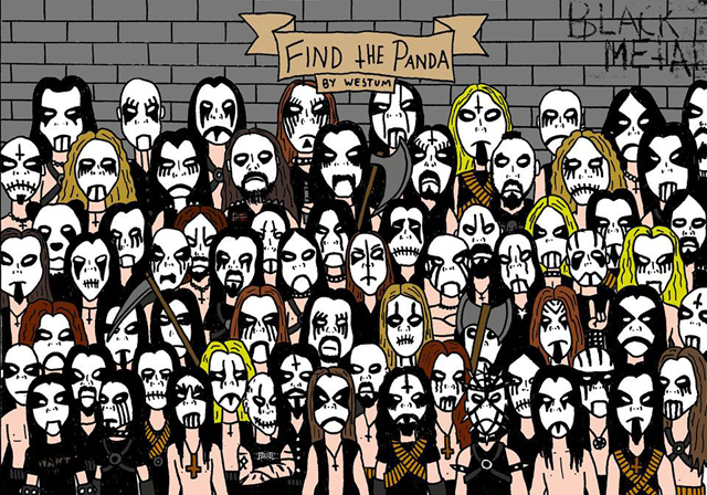 Can You Find The Panda Hiding In This Sea Of Black Metal Artists?