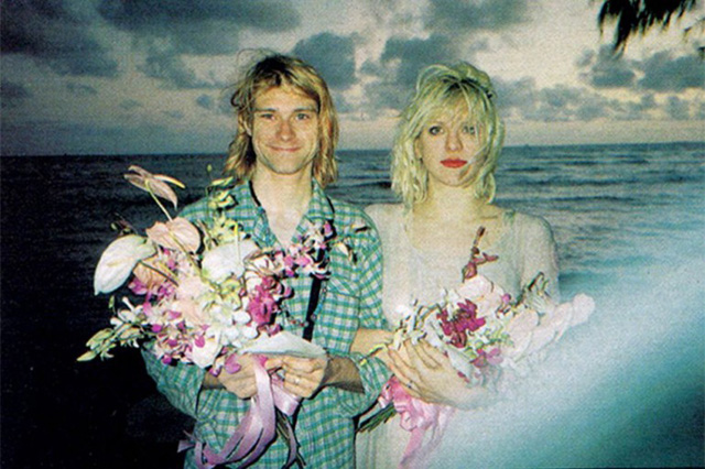 Courtney Love and Kurt Cobain on Their Wedding Day in Hawaii, 1992