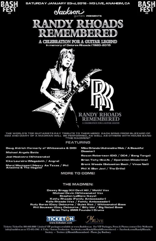 Randy Rhoads Remembered: A Celebration For A Guitar Legend 2016