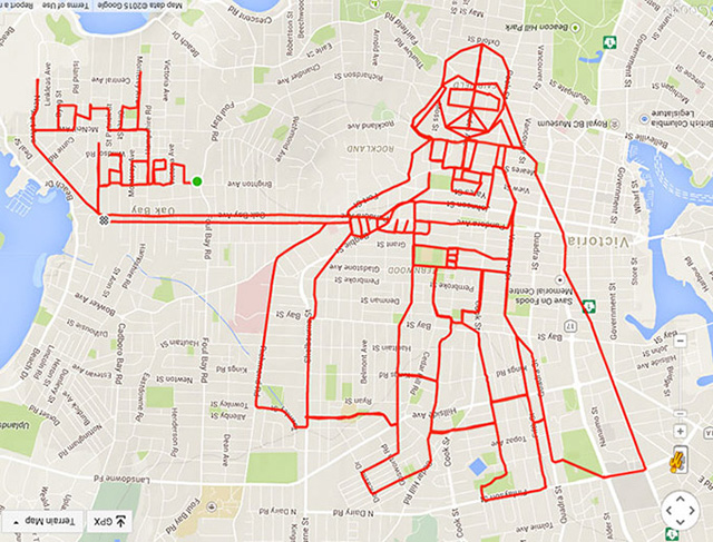 Cyclist Draws Giant Star Wars Pics Using GPS Tracking