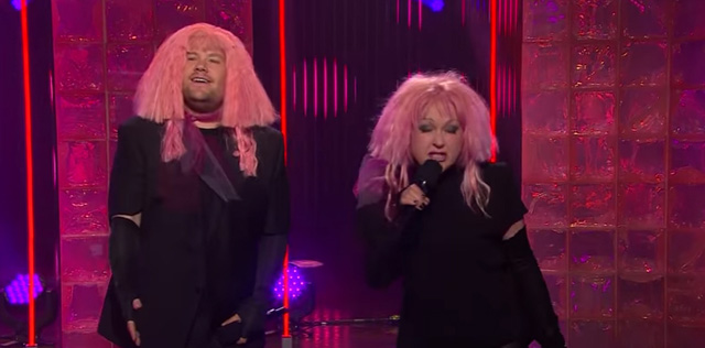 Cyndi Lauper and James Corden