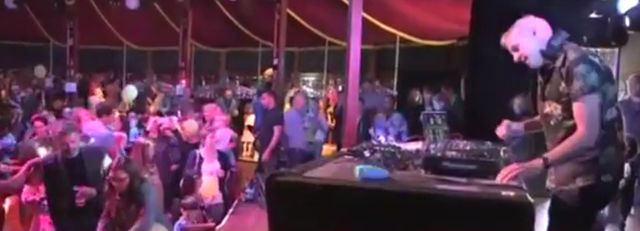 Fatboy Slim gets down with the children at kids' rave.