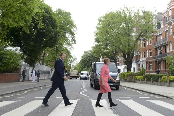 David Cameron recreates cover of Beatles' Abbey Road album