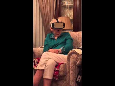 grandmother tries out Jurassic park on virtual reality