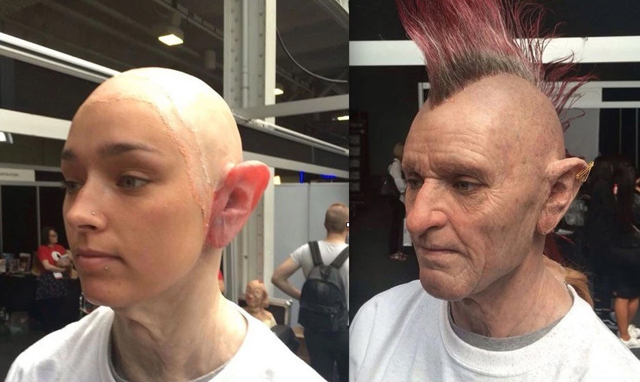 Girl Transformed into an Old Punk by a Makeup Artist