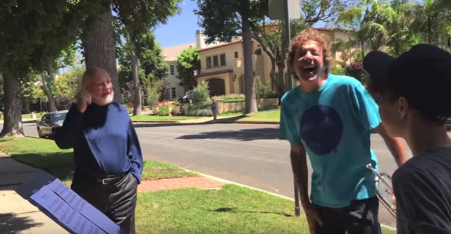 Two musicians played the theme from Star Wars outside John Williams’ house