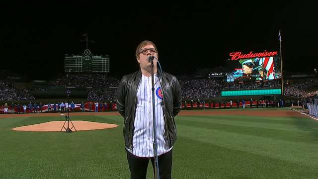 Patrick Stump sings national anthem - Game 3 of the World Series