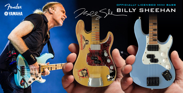 Officially Licensed Billy Sheehan Fender & Yamaha Mini Bass Collectibles