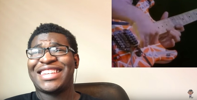 guy react to seeing Eddie Van Halen play guitar for the first time