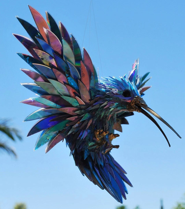 Sculptures made of CD shards - Sean Avery