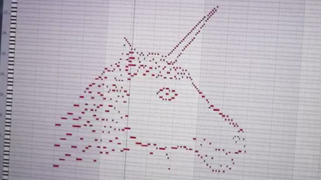 Man draws a unicorn in a MIDI editor