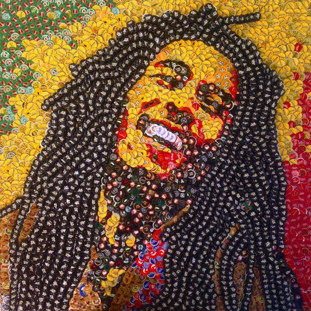 Bob Marley - Custom Beer Bottle Cap mosaic art by Jeffrey Adam Meszaros