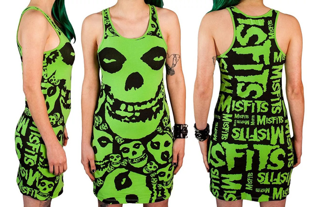 The Misfits Skull and Logo All Over Print Ladies Racerback Tank Dress