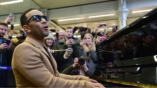 John Legend plays surprise gig at London’s St Pancras station