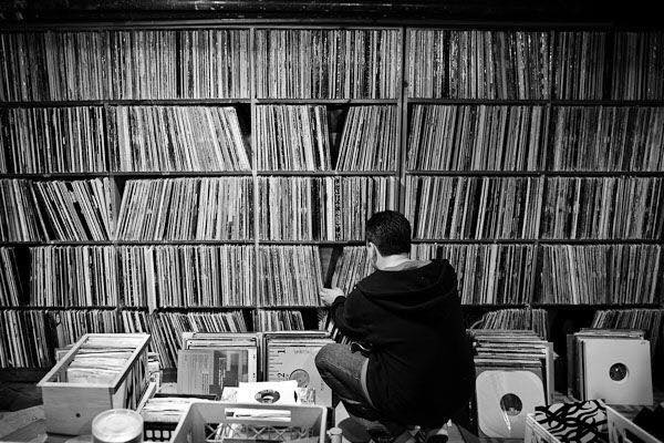 Haruki Murakami and his record collection.