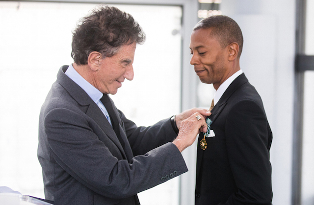Jeff Mills receives medal from France's Order of Arts and Letters - Photo by Jacob Khrist