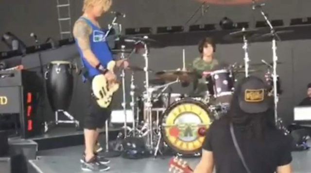 Slash’s son played drums during a recent Guns N’ Roses soundcheck