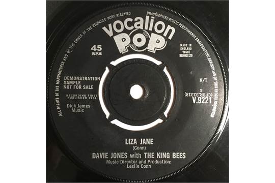 A VERY RARE DAVIE JONES & THE KING BEES PROMO SINGLE, PRESSED IN 1964. - Saleroom
