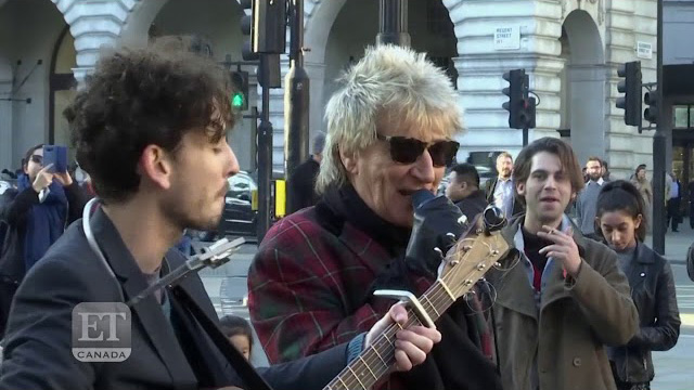 Rod Stewart at London's Piccadilly Circus