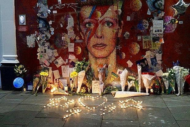 David Bowie anniversary in photos: fans gather in Brixton, Weds 10th Jan 2018.