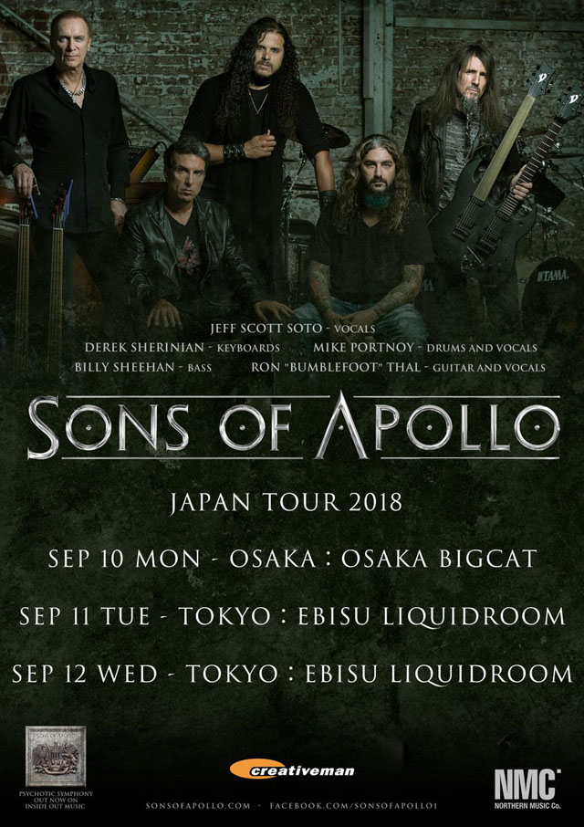 SONS OF APOLLO　JAPAN TOUR 2018