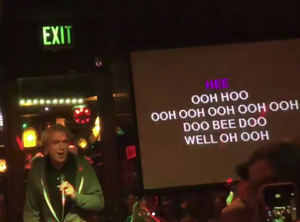 David Byrne at karaoke bar