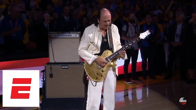 Carlos Santana performs national anthem at Game 2 of 2018 NBA Finals