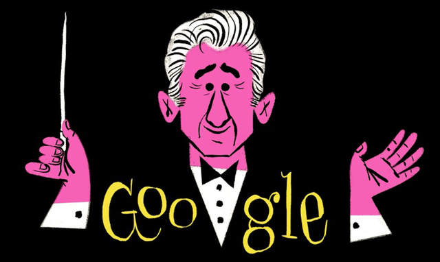 Google Doodle　2018年8月25日　レナード・バーンスタイン生誕100周年