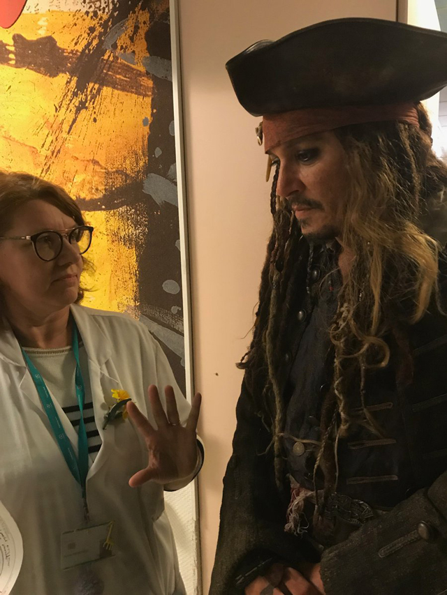 Captain Jack Sparrow (Johnny Depp) visits children's hospital