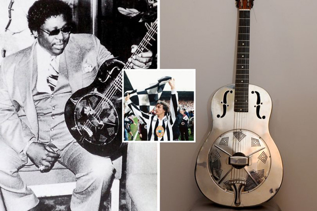 The 1933 National Duolian resonator guitar was even played by former Newcastle United star David Ginola (Image: Keith Perry / Clare Hobbs Photography / PA Wire / Mirrorpix)