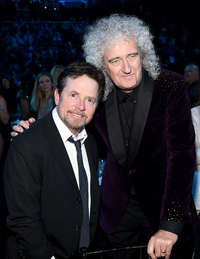 Queen's Brian May and Michael J. Fox